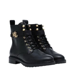 LAUREN RALPH LAUREN Womens Black Elridge Toe Block Heel Leather Booties 5.5